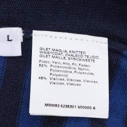 Pre Owned Marina Sport by Marina Rinaldi Blue Striped Knit Half Sleeve Sweater L