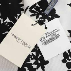 Pre Owned Marina Rinaldi White/Black Printed Cotton Blend Belted Overcoat L