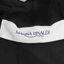 Pre Owned Marina Rinaldi White/Black Printed Cotton Blend Belted Overcoat L