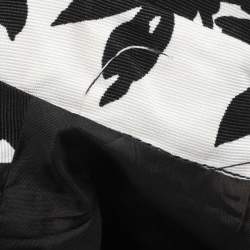 Pre Owned Marina Rinaldi White/Black Printed Cotton Blend Belted Overcoat L