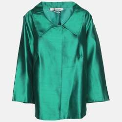 Pre Owned Marina Rinaldi Green Silk Top L
