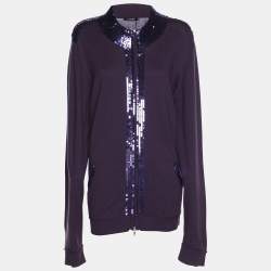 مملوكة مسبقًا Marina Sport by Marina Rinaldi Purple Stretch Knit Sequined Cardigan XL