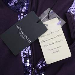 مملوكة مسبقًا Marina Sport by Marina Rinaldi Purple Stretch Knit Sequined Cardigan XL