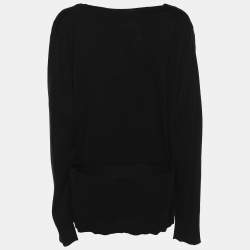 Pre Owned Marina Rinaldi Black Knit Belted Sweater L