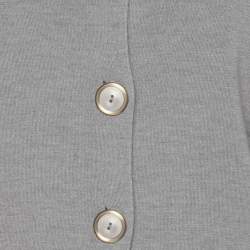 Pre Owned Marina Rinaldi Grey/Cream Knit Button Front Sweater L