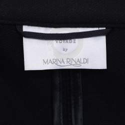 مملوكة مسبقًا Voyage by Marina Rinaldi Navy Blue Wool Blend Double Breasted Long Jacket L
