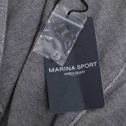 Pre Owned Marina Sport by Marina Rinaldi Grey/Silver Lurex Knit Button Front Sweater L