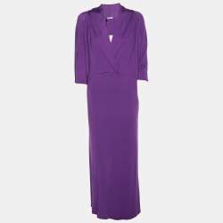 Pre Owned Marina Rinaldi Purple Jersey Midi Dress XL