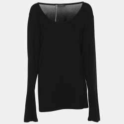 Pre Owned Marina Rinaldi Black Jersey Long Sleeve Top L