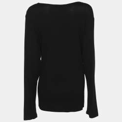 Pre Owned Marina Rinaldi Black Jersey Long Sleeve Top L