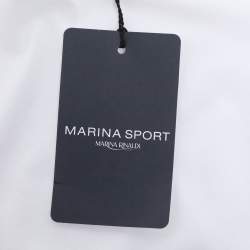 Pre Owned Marina Sport by Marina Rinaldi White Jersey Logo V Neck Top L