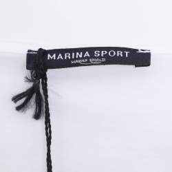 Pre Owned Marina Sport by Marina Rinaldi White Jersey Logo V Neck Top L