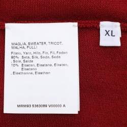 Pre Owned Marina Sport by Marina Rinaldi Red Stretch Knit V Neck Sweater XL