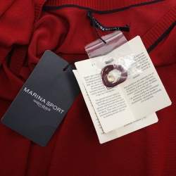 Pre Owned Marina Sport by Marina Rinaldi Red Stretch Knit V Neck Sweater XL