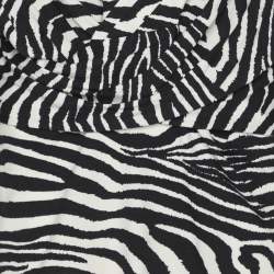 Pre Owned Marina Rinaldi Black/White Zebra Print Jersey V Neck Tops L