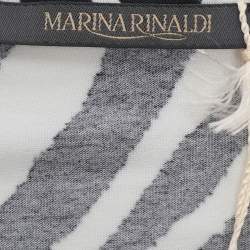 Pre Owned Marina Rinaldi Black/White Zebra Print Jersey V Neck Tops L