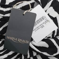Pre Owned Marina Rinaldi Black/White Zebra Print Jersey V Neck Tops L
