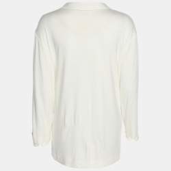 مملوكة مسبقًا بلوزة فويج باي مارينا رينالدي بفتحة عنق على شكل V محبوكة قابلة للتمدد بلون كريمي مقاس كبير