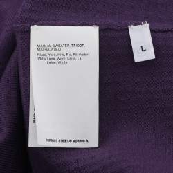 Pre Owned Marina Rinaldi Purple Stretch Knit Sequin Neck Tie Tops L