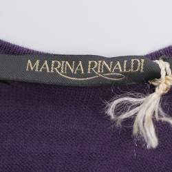 Pre Owned Marina Rinaldi Purple Stretch Knit Sequin Neck Tie Tops L
