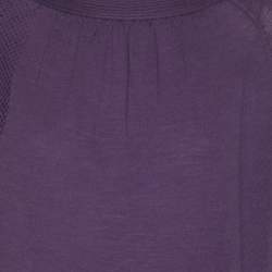 Pre Owned Marina Rinaldi Purple Stretch Knit Sequin Neck Tie Tops L