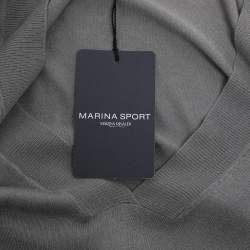 مملوكة مسبقًا قميص قطن رمادي ممتد بأكمام طويلة وياقة V مارينا سبورت من مارينا رينالدي مقاس كبير