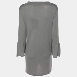 مملوكة مسبقًا قميص قطن رمادي ممتد بأكمام طويلة وياقة V مارينا سبورت من مارينا رينالدي مقاس كبير