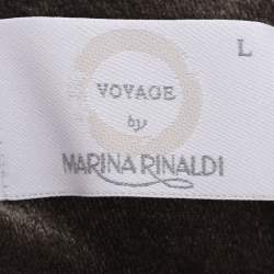 Pre Owned Voyage by Marina Rinaldi Grey Velvet Drawstring Hoodie Jacket L