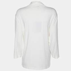 Pre Owned Marina Rinaldi Cream Jersey V Neck Tops L