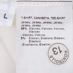 Pre Owned Marina Rinaldi Cream Jersey V Neck Tops L