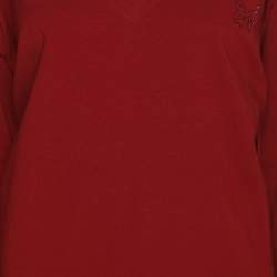 مملوكة مسبقًا Marina Sport by Marina Rinaldi Dark Red Jersey V Neck Sweater L