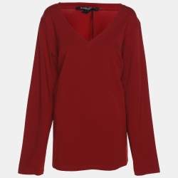 مملوكة مسبقًا Marina Sport by Marina Rinaldi Dark Red Jersey V Neck Sweater L