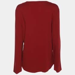 مملوكة مسبقًا Marina Sport by Marina Rinaldi Dark Red Jersey V Neck Sweater L