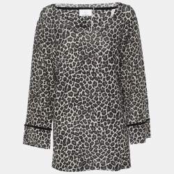 مملوكة مسبقًا Voyage by Marina Rinaldi Grey Animal Print Jersey Scoop Neck Tunic L