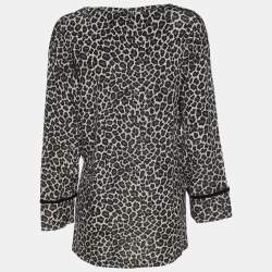 مملوكة مسبقًا Voyage by Marina Rinaldi Grey Animal Print Jersey Scoop Neck Tunic L