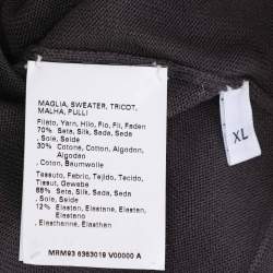 Pre Owned بلوزة مارينا رينالدي رمادي غامق تريكوت مطاطي برقبة دائرية مقاس كبير جدا