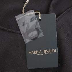 Pre Owned بلوزة مارينا رينالدي رمادي غامق تريكوت مطاطي برقبة دائرية مقاس كبير جدا