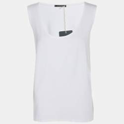 Pre Owned Marina Rinaldi Cream Jersey Scoop Neck Camisole L