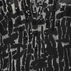 مملوكة مسبقًا سترة مارينا رينالدي سوداء/أبيض عاجي مطاطية محبوكة برقبة دائرية مقاس كبير