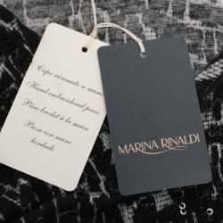 مملوكة مسبقًا سترة مارينا رينالدي سوداء/أبيض عاجي مطاطية محبوكة برقبة دائرية مقاس كبير