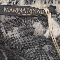 مملوكة مسبقًا سترة مارينا رينالدي سوداء/أبيض عاجي مطاطية محبوكة برقبة دائرية مقاس كبير