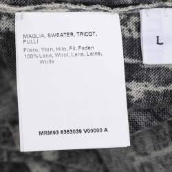 مملوكة مسبقًا سترة مارينا رينالدي سوداء/أبيض عاجي مطاطية محبوكة برقبة دائرية مقاس كبير