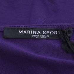 Pre Owned Marina Sport by Marina Rinaldi Purple Jersey Sequin Embellished V Neck Tops XL
