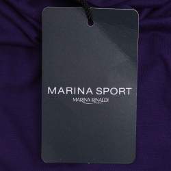 Pre Owned Marina Sport by Marina Rinaldi Purple Jersey Sequin Embellished V Neck Tops XL