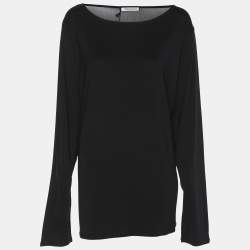Pre Owned Marina Rinaldi Black Jersey Long Sleeve Sweater L