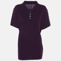 Pre Owned Marina Rinaldi Purple Stretch Knit Short Sleeve Sweatshirt L