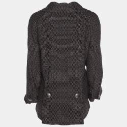 Pre Owned بليزر مارينا رينالدي أسود/وردي بنمط الجاكار بزر واحد مقاس كبير