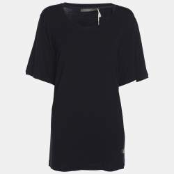 Pre Owned Marina Rinaldi Navy Blue Jersey T-Shirt L