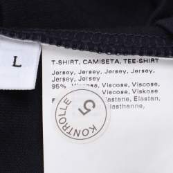 Pre Owned Marina Rinaldi Navy Blue Jersey T-Shirt L
