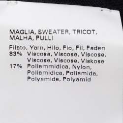 Pre Owned سترة مارينا رينالدي كحلي مطاطي محبوكة برقبة على شكل حرف V مقاس كبير